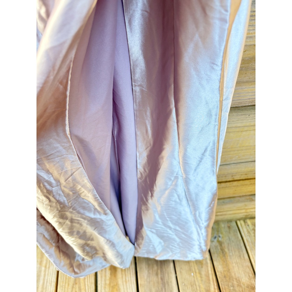 Champagne Satin Cowl Neck Formal Gown Ruched Corset Back Maxi Dress Size 8 - Picture 3 of 7